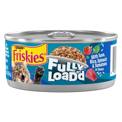 Purina Friskies Fully Load'd Wet Food for Cats With Tuna, Rice, Spinach and Tomatoes in Sauce, 5.5 oz., Can