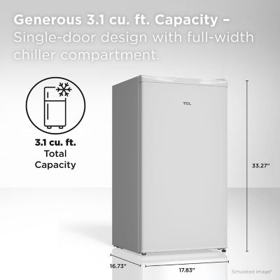 Image showing  3.1 cu. ft. Compact Single Door Refrigerator without Freezer, White