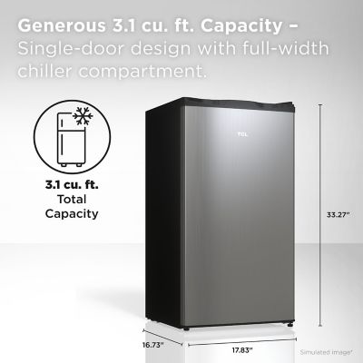Image showing  3.1 cu. ft. Compact Single Door Refrigerator without Freezer, Silver