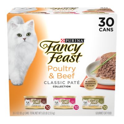 Purina Fancy Feast Poultry and Beef Feast Classic Pate Collection Grain Free Wet Cat Food Variety Pack