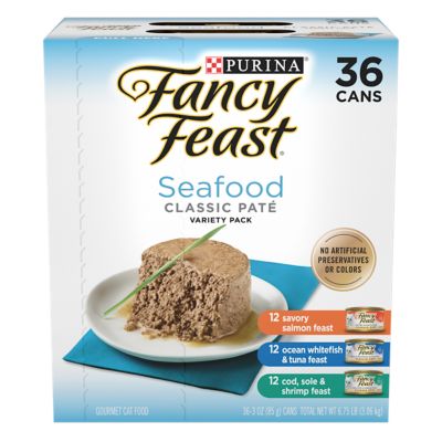 Purina Fancy Feast Seafood Classic Pate Collection Grain-Free Wet Cat Food Variety Pack