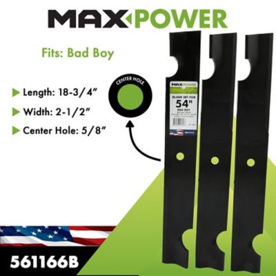 Image showing  3 Heavy Duty Blades Set for 54 in. Bad Boy Mowers, Replaces OEM numbers 038-0001-00, Z2131-62152