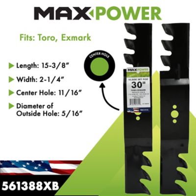 Image showing  2 Commercial Mulching Blade Set for 30 in. ExMark and Toro Mowers, Replaces OEM numbers 116-6358-03, 120-9500-03