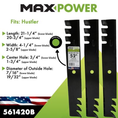 Image showing  3 Blades Set for 54 in. MTD, Cub Cadet, Troy-Bilt Mowers, Replaces OEM numbers 742P05086, 742-05086