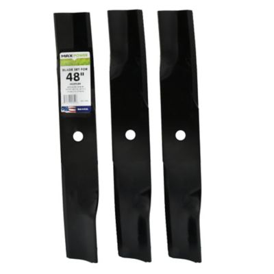 MaxPower 3 Hi-Lift Blades Set for 48 in. Hustler Mowers, Replaces OEM numbers 795757, 601123, 601014