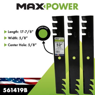 Image showing  3 Blades Set for 50 in. MTD, Cub Cadet, Troy-Bilt Mowers, Replaces OEM numbers 742P05094, 742-05094