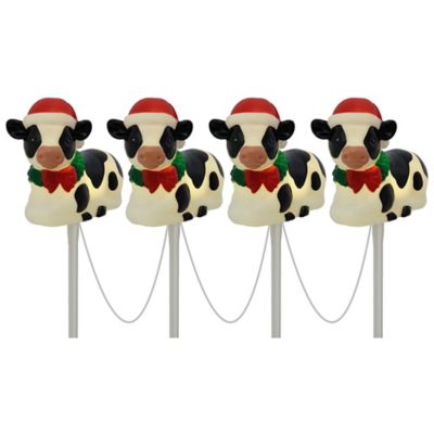 Red Shed Battery-Powered LED Blow Mold Christmas Cow Pathway Lights, 4 pk.