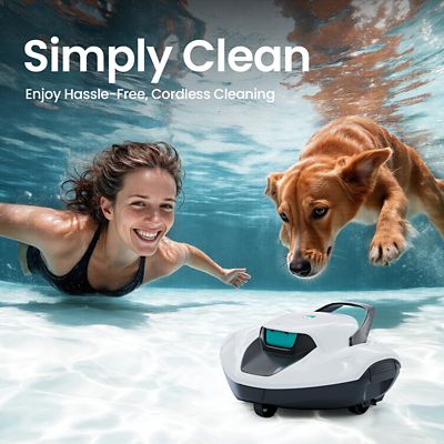 Image showing  Scuba 800W Cordless Robotic Pool Cleaner, 1320 GPH Suction, 90-Min Runtime for Above-Ground Pools