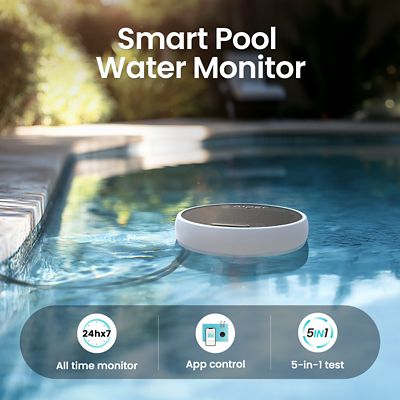 Image showing  HydroComm 24/7 Water Quality Monitor for Pools, Tracking TDS, EC, pH, Temp & ORP, Solar Powered