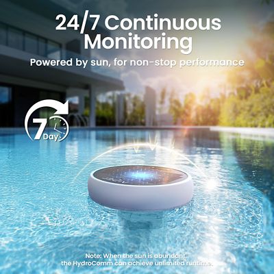 Image showing 6 th Aiper Intelligent HydroComm 24/7 Water Quality Monitor for Pools, Tracking TDS, EC, pH, Temp & ORP, Solar Powered