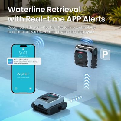 Image showing 6 th Aiper Intelligent Scuba N3 Robotic Pool Cleaner with AI Vision, dToF Navigation, Wireless Charging Dock & Waterline Clean