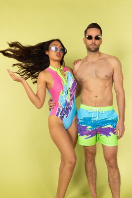 Image showing 5 th Shinesty Neon Retro Zip Up 1 pc. Swimsuit