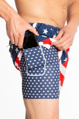 Image showing  American Flag Patch Ball Hammock Pouch 5 in. Swim Trunks