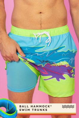Shinesty Retro Neon Ball Hammock Pouch 5 in. Swim Trunks