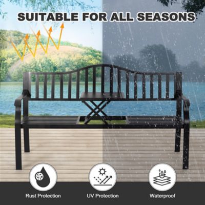 Image showing  Outdoor Bench with a Built-In Table