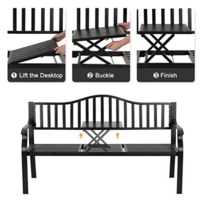 Image showing  Outdoor Bench with a Built-In Table
