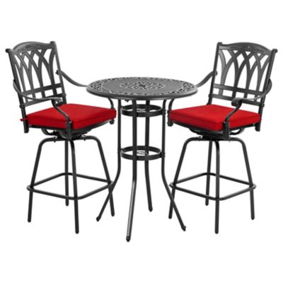 Image showing  3PCS Patio Swivel Bar Set,Umbrella Hole