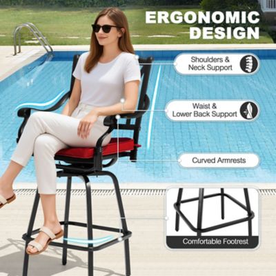 Image showing 7 th Nuu Garden 3PCS Patio Swivel Bar Set,Umbrella Hole