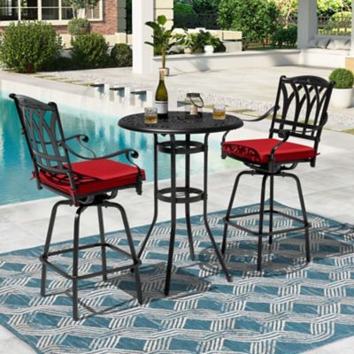Image showing 9 th Nuu Garden 3PCS Patio Swivel Bar Set,Umbrella Hole