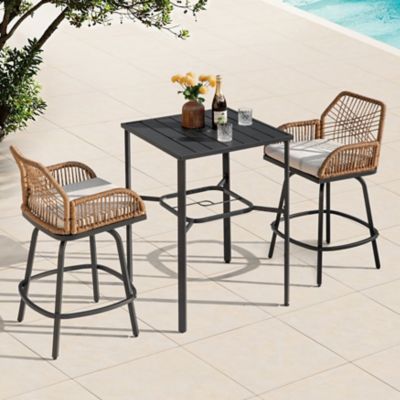 Nuu Garden 3 pc. Swivel Handwoven Patio Bar Set
