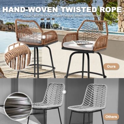 Image showing  3 pc. Swivel Handwoven Patio Bar Set