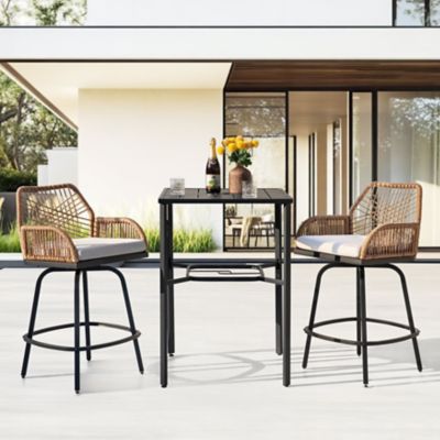 Image showing 8 th Nuu Garden 3 pc. Swivel Handwoven Patio Bar Set