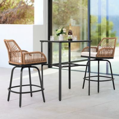 Image showing 9 th Nuu Garden 3 pc. Swivel Handwoven Patio Bar Set