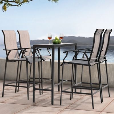 Nuu Garden Patio 5 pc. Textilene Bar Set, Tempered Glass