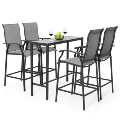 Image showing  Patio 5 pc. Textilene Bar Set, Tempered Glass