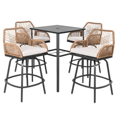 Image showing  5 pc. Swivel Rattan Patio Bar Set