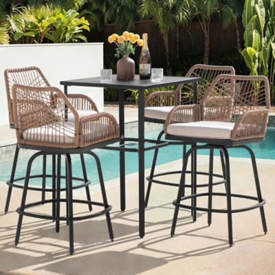Image showing 9 th Nuu Garden 5 pc. Swivel Rattan Patio Bar Set
