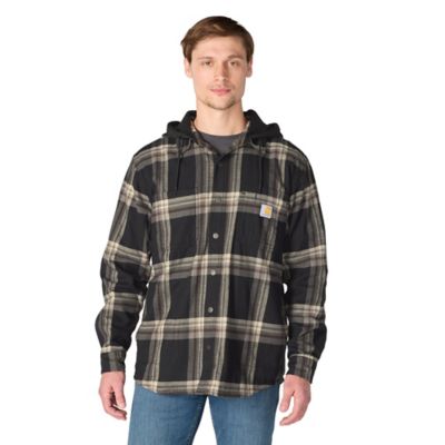 Carhartt Men's Hamilton Rugged Flex Relaxed Fit Flannel Fleece Lined Hooded Shirt Jacket