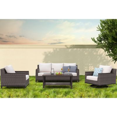 Nuu Garden Beaufort 4 pc. Outdoor Wicker Swivel Sofa Set