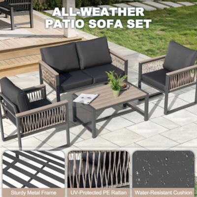 Image showing  4 pc. Plastic Wood Patio Sofa Set