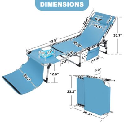 Image showing 5 th Nuu Garden Patio 5 Position Folding Lounge Chair