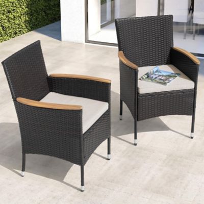 Image showing  2PCS Wicker Patio Chairs with Cushions