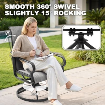Image showing  Swivel Textilene Dining Chair for Outdoor Use