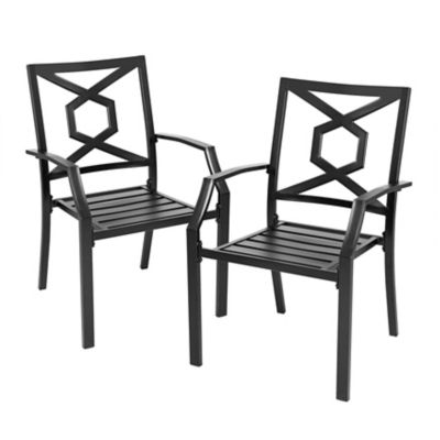 Image showing  Outdoor Iron Chair Set of 2, Black