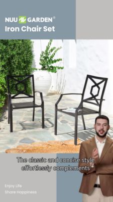 Image showing  Outdoor Iron Chair Set of 2, Black