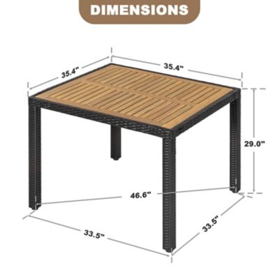 Image showing 6 th Nuu Garden Patio Dining Table, Acacia Wood Top
