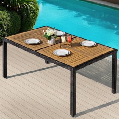 Image showing  Patio Dining Table, Rattan-Wrapped Frame