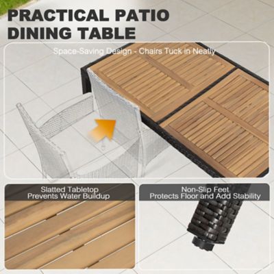 Image showing 5 th Nuu Garden Patio Dining Table, Rattan-Wrapped Frame