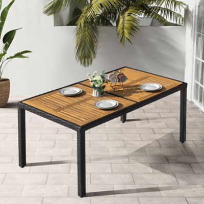 Image showing 7 th Nuu Garden Patio Dining Table, Rattan-Wrapped Frame