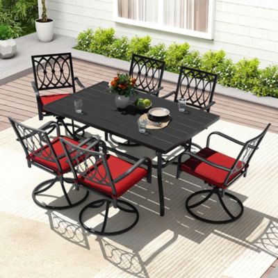 Image showing  7 pc. Outdoor Dining Set, Swivel Chairs