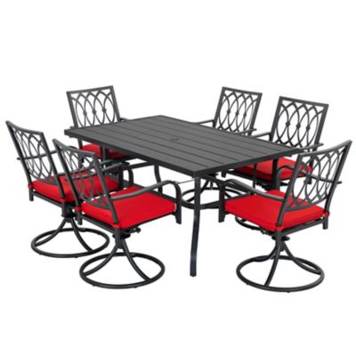 Image showing  7 pc. Metal Patio Swivel Dining Set