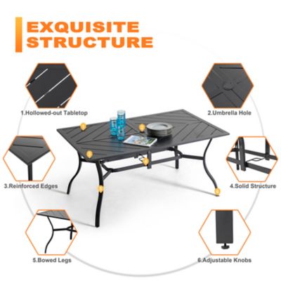 Image showing  7 pc. Metal Padded Textilene Patio Dining Set with Umbrella Hole