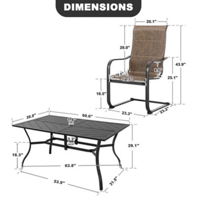 Image showing 5 th Nuu Garden 7 pc. Metal Padded Textilene Patio Dining Set with Umbrella Hole