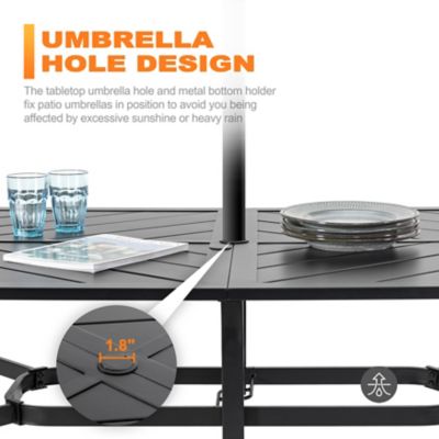 Image showing 6 th Nuu Garden 7 pc. Metal Padded Textilene Patio Dining Set with Umbrella Hole