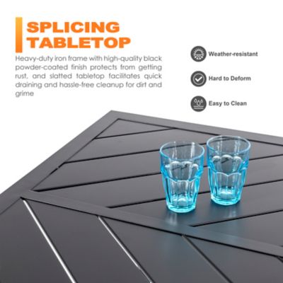 Image showing 7 th Nuu Garden 7 pc. Metal Padded Textilene Patio Dining Set with Umbrella Hole