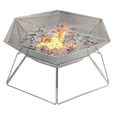 Image showing  20 in. Stainless Steel Portable Folding Charcoal BBQ Grill and Outdoor Fire Pit with Carry Bag